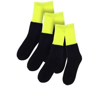 Ribbon Mens Recycled Cotton Work Socks (Pack of 3) / Black/Hi Vis Yellow